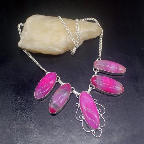 Gemstonefactory Jewelry Big Promotion 925 Silver Gemstone Botswana Agate New Arrival Gifts Women Chain Necklace 42cm 202101410