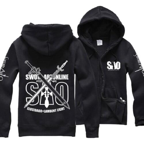 High-Q Unisex Anime Cos Sword Art Online Kirigaya Kazuto Yuuki Asuna Cotton Casual Cardigan Hooded Hoodie Jacket Coat