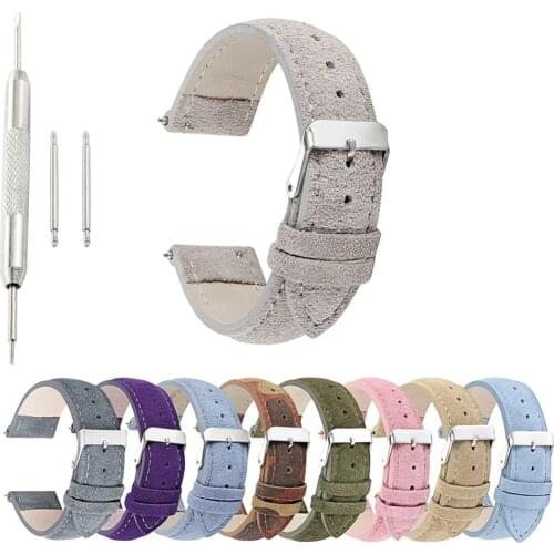 Onthelevel Watch Band Genuine Suede Leather straps 18mm 20mm 22mm 24mm Woman Watch Accessories Gray Blue Pink Green Watchbands