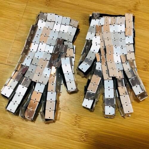 Silver Mirror Gloves Stage Performance Costume Tool Pub DJ DS Gogo Dance Wear Rave Outfit Accessories Square Lens Gloves VDB2323