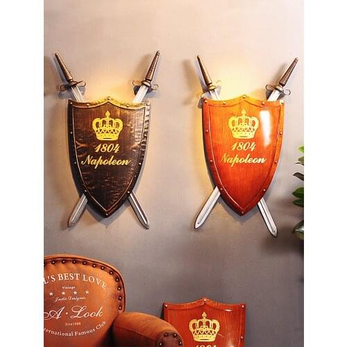 Medieval wall decorations wall decorations shield with sword Wall armor cafe wall decorations KTV bar wall hanging