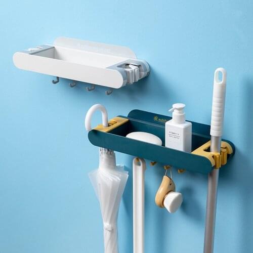 Punch-free bathroom rack mop clip toilet toilet storage rack hook toilet mop rack hanging rack shelves for wall storage rack