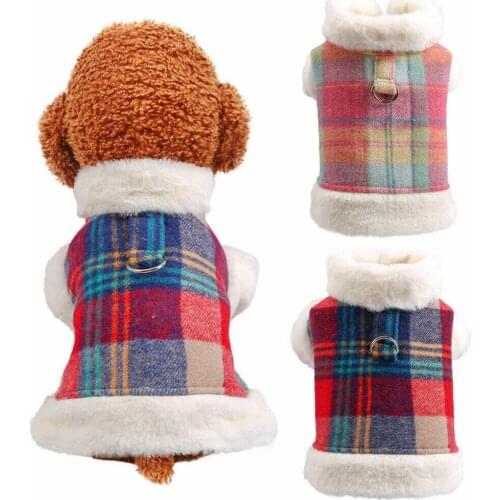 Pet Dogs and Cats Autumn and Winter Clothes Warm Teddy Bichon Checkered Quilted Jacket
