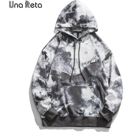Una Reta Tie Dye Hoodie Men Fashion Streetwear Plus Size Hoodies Pullover Tracksuit Harajuku One Piece Print Sweatshirts