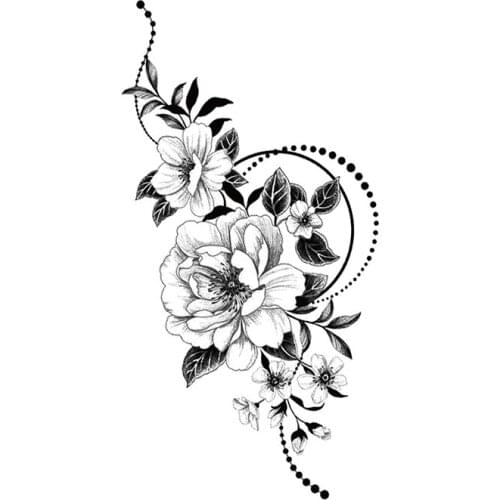 Waterproof Temporary Tattoo Sticker Pearl Necklace Flash Tattoos Rose Peony Flower Body Art Arm Water Transfer Fake Tatoo Women