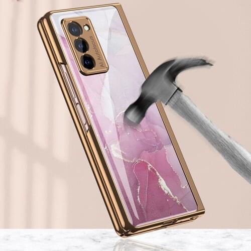 Z Fold2 Funda Case Samsung Galaxy Z Fold 2 Plexiglass Shell Carbon Fiber Marble Patterned Phone Case Cover Capa Z Fold 2