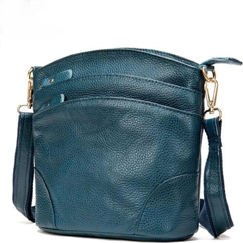 Genuine leather womens bag top layer cowhide bucket bag middle-aged mother bag female bag new 2021 messenger shoulder bag