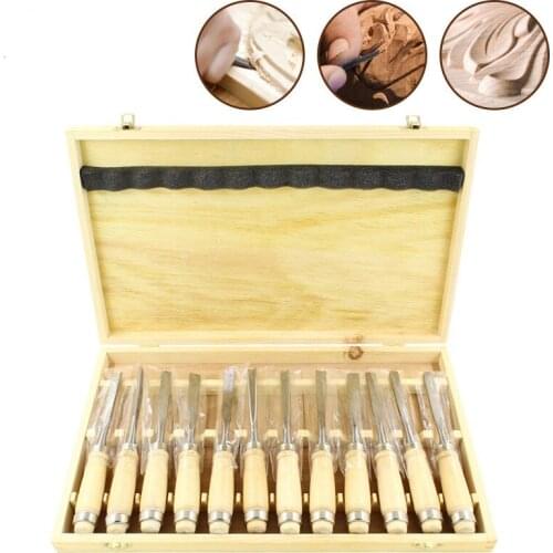 12pcs Carving Knife Woodworking Chisel Turning Tool Cutting Embryo Knife Hardwood Hand-held Carving Chisel sets