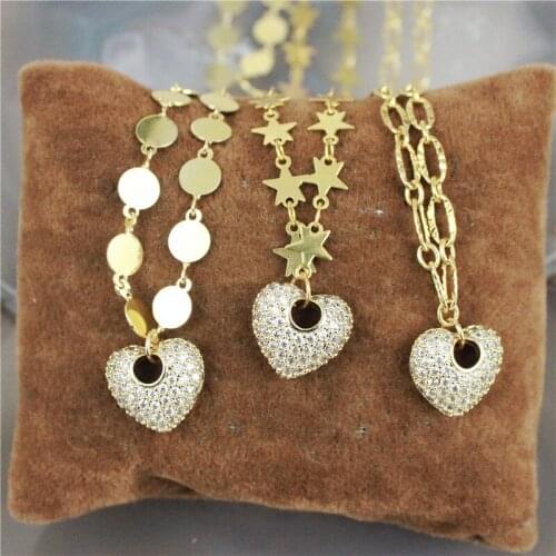 18inch 10pcs/lot New design cz charm necklace,heart shape cubic zircon component jewelry,love theme plated necklace wholesale