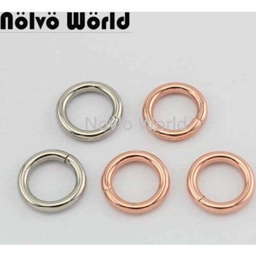 Nolvo Wolrd 5-20-100pcs 12.6mm 1/2" 5 colors metal O ring bag handle buckles,rose gold openable round ring