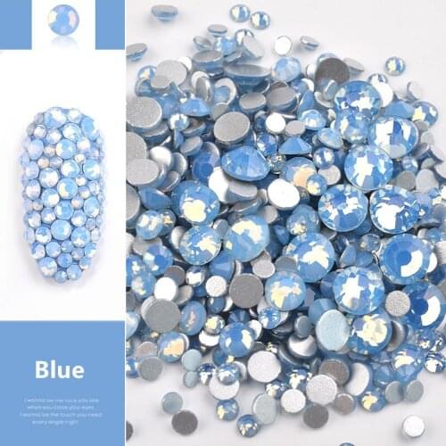 350pcs DIY Mixed Size 3D Nail Art Rhinestone Flat Back Non Hotfix Glass Glitter Opal for Nails Clothes Decorations Manicure Tool