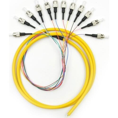 5PCS/lot 12 Strand 9/125 Fiber Optic Pigtail 1.5m ST/UPC Single Mode,12 fiber pigtail