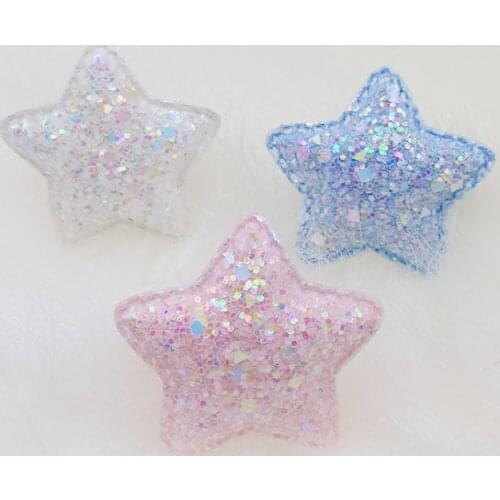 30Pcs/Lot 4.8CM Sequin Shiny Star Padded Appliques For Headwear Decoration Handmade Hair Clip Accessories