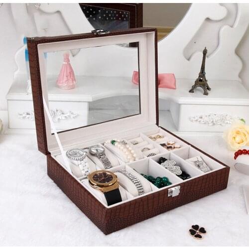 Free shipping New style leather jewelry storage box men and women business Drawer style Four seats PU Leather watch box