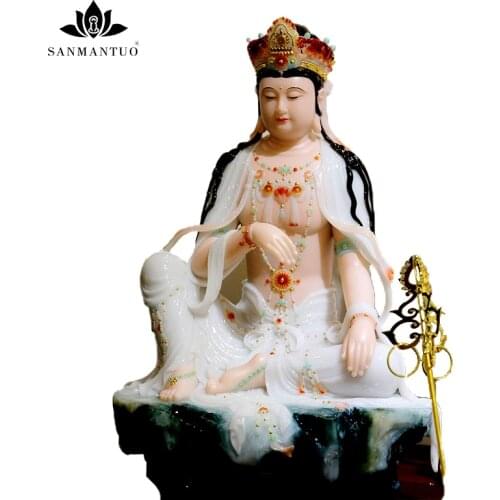 Buddhist supplies White marble manjushri statue decoration the bodhisattva guanyin