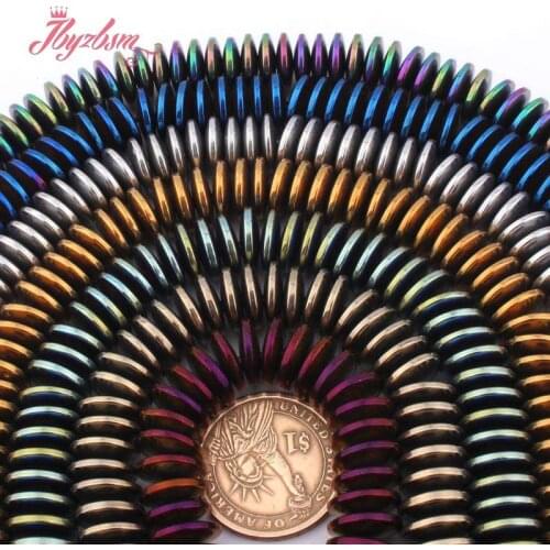 3x12mm Rondelle Smooth Hematite No Magnetic Natural Stone Beads For Necklace Bracelet Jewelry Making 15" Wholesale Free Shipping