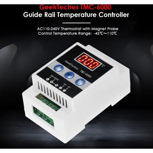 GeekTeches TMC-6000 110-240V Guide Rail Digital Temperature Controller Thermostat Refrigeration Heating Temperature Control 1 Re
