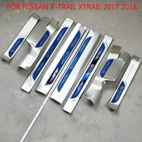 For Nissan X-trail Xtrail 2017 2018 Accessories Fit Door Scuff Sill Plates Kick Step Entry Trim Cover Plate Car-styling