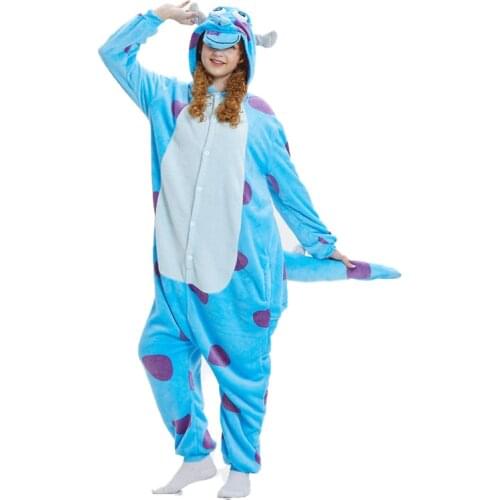Women Animal Onesie Monster Sullivan Kigurumis Sully Pajama Funny Suit Adult Cartoon Soft Warm Overalls Jumpsuit Fantasias Fancy