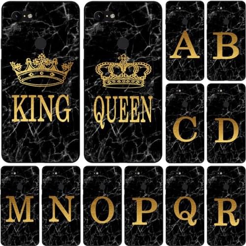 Phone Case for Google Pixel 3 3A 2 XL 3XL 3AXL 2XL Marble Golden alphabet background Soft Print Cover Fundas
