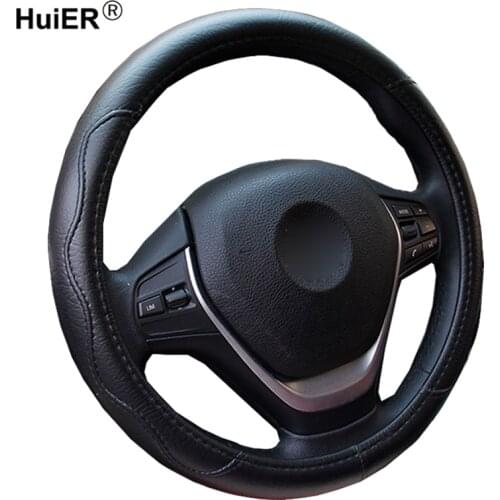 HuiER Car Steering Wheel Cover Volant Artificial Leather Non-slip Braid on the Steering wheel For 37 38 CM Auto Car Accessories