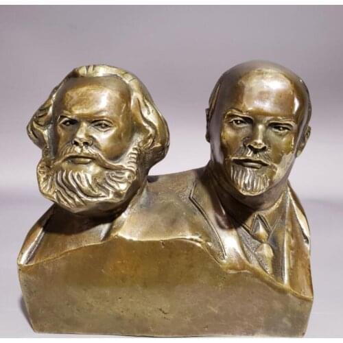 China brass Marx Lenin Head portrait crafts statue