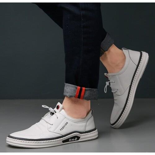 Black Leather Shoes for Men White Sneakers Casual Sneakers Men Shoes Leather Waterproof Walking Shoes Men Sneakers Comfortable