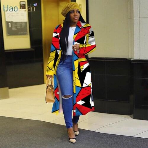 HAOYUAN Sexy S-5XL Plus Size Print Coat Jacket Long Sleeve Women Fashion Fall Clothes Club Outwear Harajuku Oversized Top Jacket