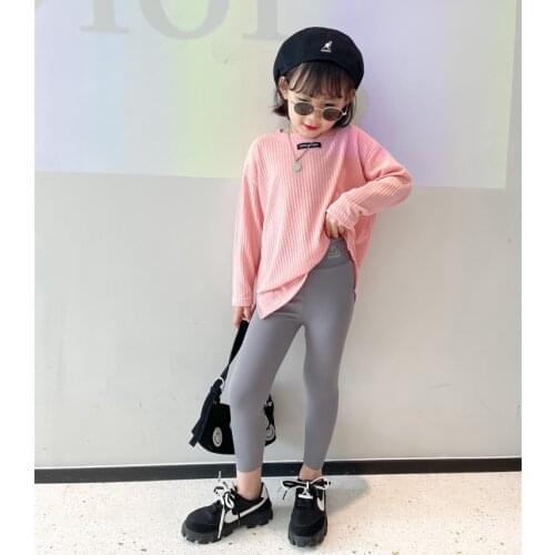Girls Shark Skin Leggings 2021 Spring Childrens Tight Stretch Leggings Kids Sports Stretch Pants