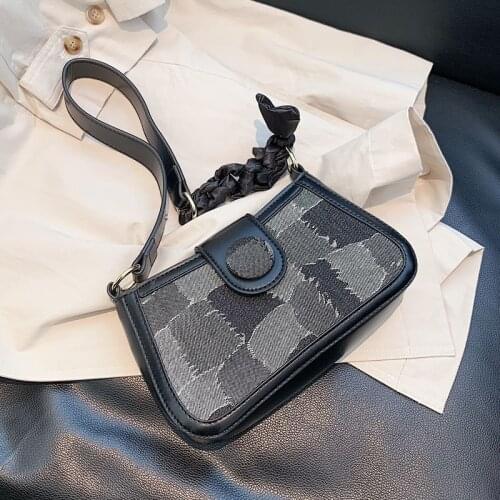 Small Plaid Pu Leather Underarm Shoulder Bags for Women 2021 Summer Luxury Designer Handbags Trends Female Shopper Crossbody Bag