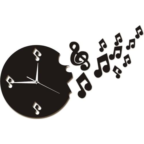Musical Note Flew From The Clock Flying Music Notes Wall Art Music Studio Room Decorative Modern Wall Clock Rock n Roll Gift