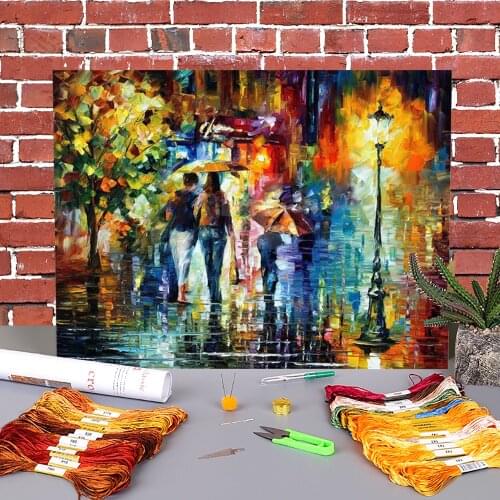 Sweet Night Pre-Printed 11CT Cross Stitch DIY Embroidery Set DMC Threads Painting Sewing Handmade Handiwork Package Decor