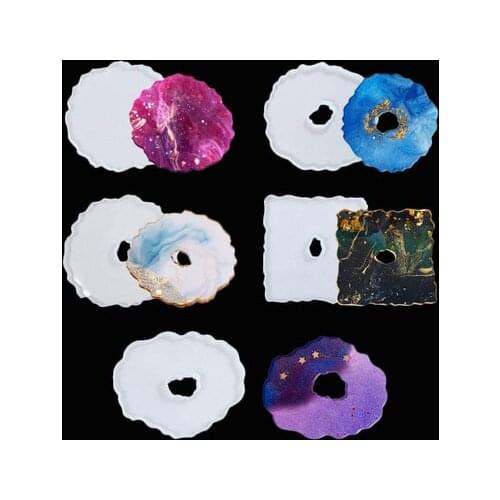 Irregular Waves Round Square Coaster Silicone Mold for Diy Epoxy Resin Coaster Handmade Crystal Coasters Casting