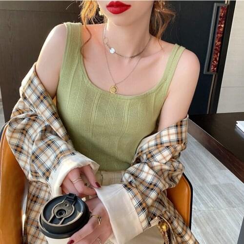 2021 New Summer Womens Halter Tank Tops Sexy Elastic Slim Corset Short Femme Solid Straps Casual Tanks Vest