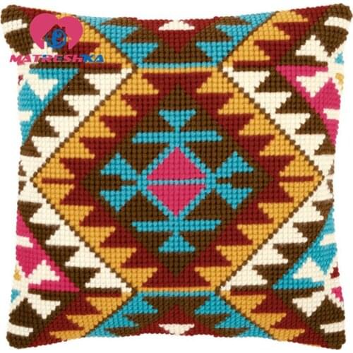 Horse cross-stitch pillow latch hook rug kitsembroidery carpet hook needlework button package crafts do it yourself home decor