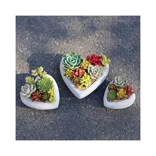 Molds for Concrete Heart Shaped Design Terrazzo Concrete Flower Pot Mold Succulent Planter Cement Container Pot Silicone Mold