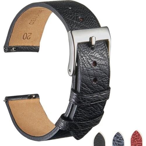 BEAFIRY Genuine Leather Watch Band 18mm 20mm 22mm Quick Release Strap Watchband for huawei fossil Black Dark Blue Red