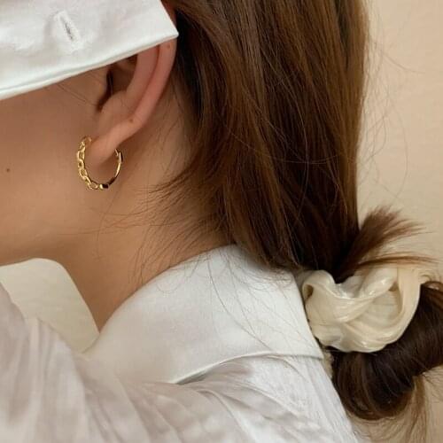 S925 Sterling Silver Hoop Earrings Female Circle Earrings 2021 New Trend Gold Chain Temperament Huggie earrings for Girls Women