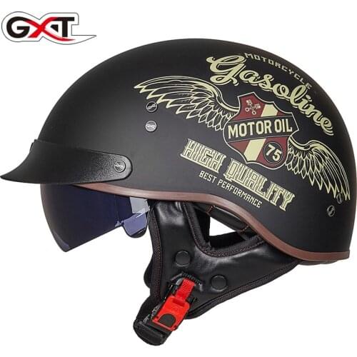 GXT DOT Certification Retro Motorcycle Helmet Moto Helmet Scooter Vintage Half Face Biker Motorbike Crash Moto Helmet Casco Moto