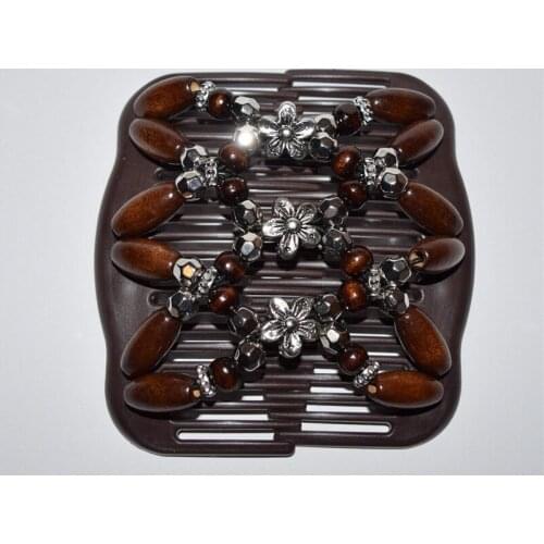 Standard comb silver flower brown beads 50pcs/lot magic comb
