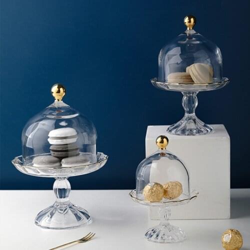 Glass Cake Plate Dustproof Cake Cover Dessert Table Nordic Transparent Food Cover Creative Snacks Tall Tray Home Kitchen Decor