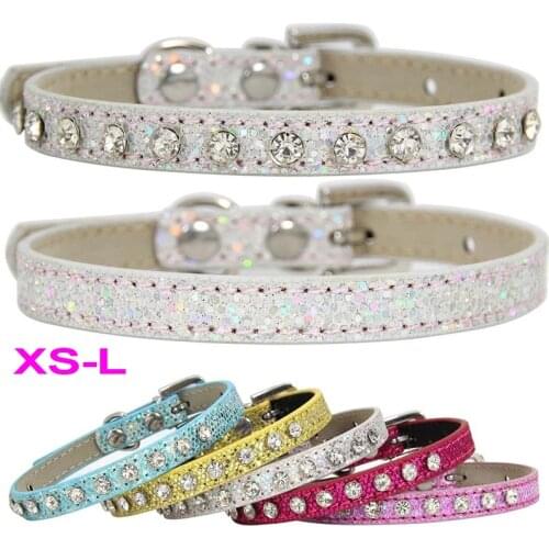 Super Shining Diamond Rhinestone Cat Collar Puppy Baby Dog Cat Collar Leather Strap Kitten Accessories Puppy Collar