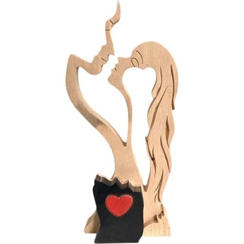 Forever Eternal Love Couple In Love Romantic Art Wooden Sculpture Home Passionate Love Statue Home Decoration Supplies