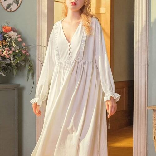 Womens Lolita Dress Princess Sleepshirts Vintage Palace Style Stringy Selvedge Nightgowns.Victorian Nightdress Lounge Sleepwear