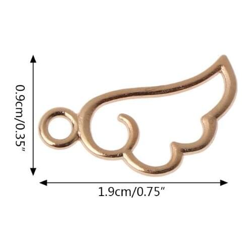 10Pcs Angel Wing Metal Frame Pendant Open Bezel Setting UV Resin Jewelry Charm