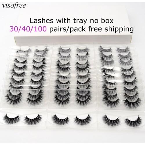 30/100 pairs/pack Visofree Lashes 3D Mink Eyelashes Full Strip wholesale Handmade mink lashes bulk False Eyelashes Custom logo