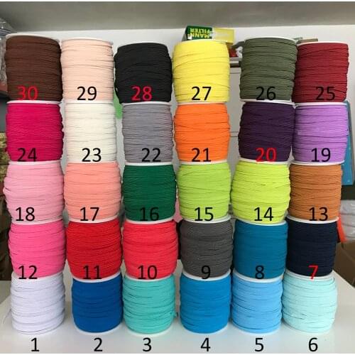 30 Color 1500 Meters 1/4'' 6mm Wide Combo Colored Elastic Band