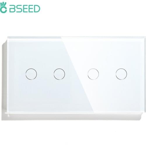 Bseed Brand 4 Gang Touch Switch EU Standard Touch Sensor Switch Black White Golden With Glass 157mm Panel Home Improvement
