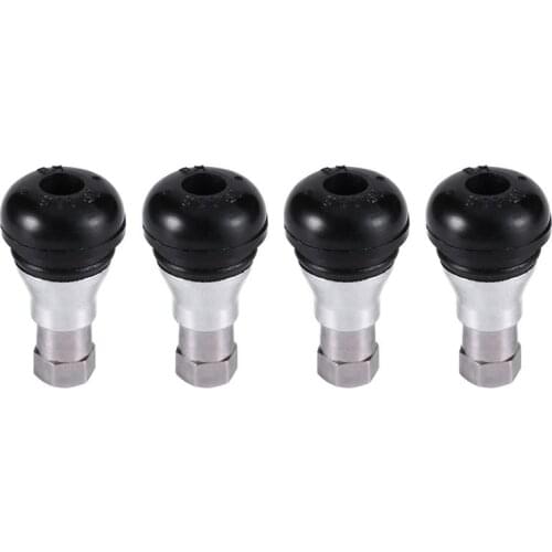 4PC New Black Car Motorcycle Chrome Alloy Tubeless Rubber Wheel Tire Valve Stems Complete TR412ac Chrome Caps