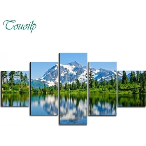 5pc Full Square&round drill 5D DIY Diamond embroidery Lake Landscape Diamond Painting Cross Stitch Rhinestone Mosaic decor gift